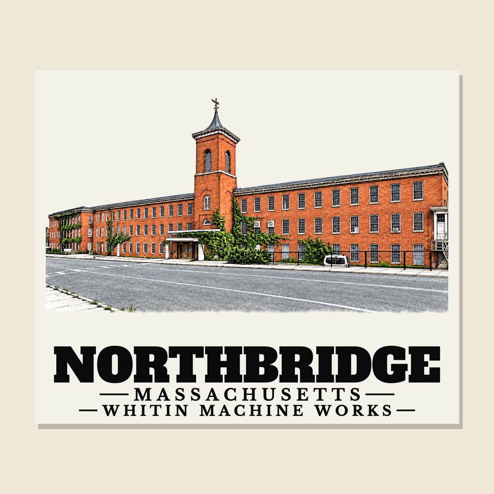 Whitin Machine Works — Northbridge, Massachusetts woven blanket design with town lettering