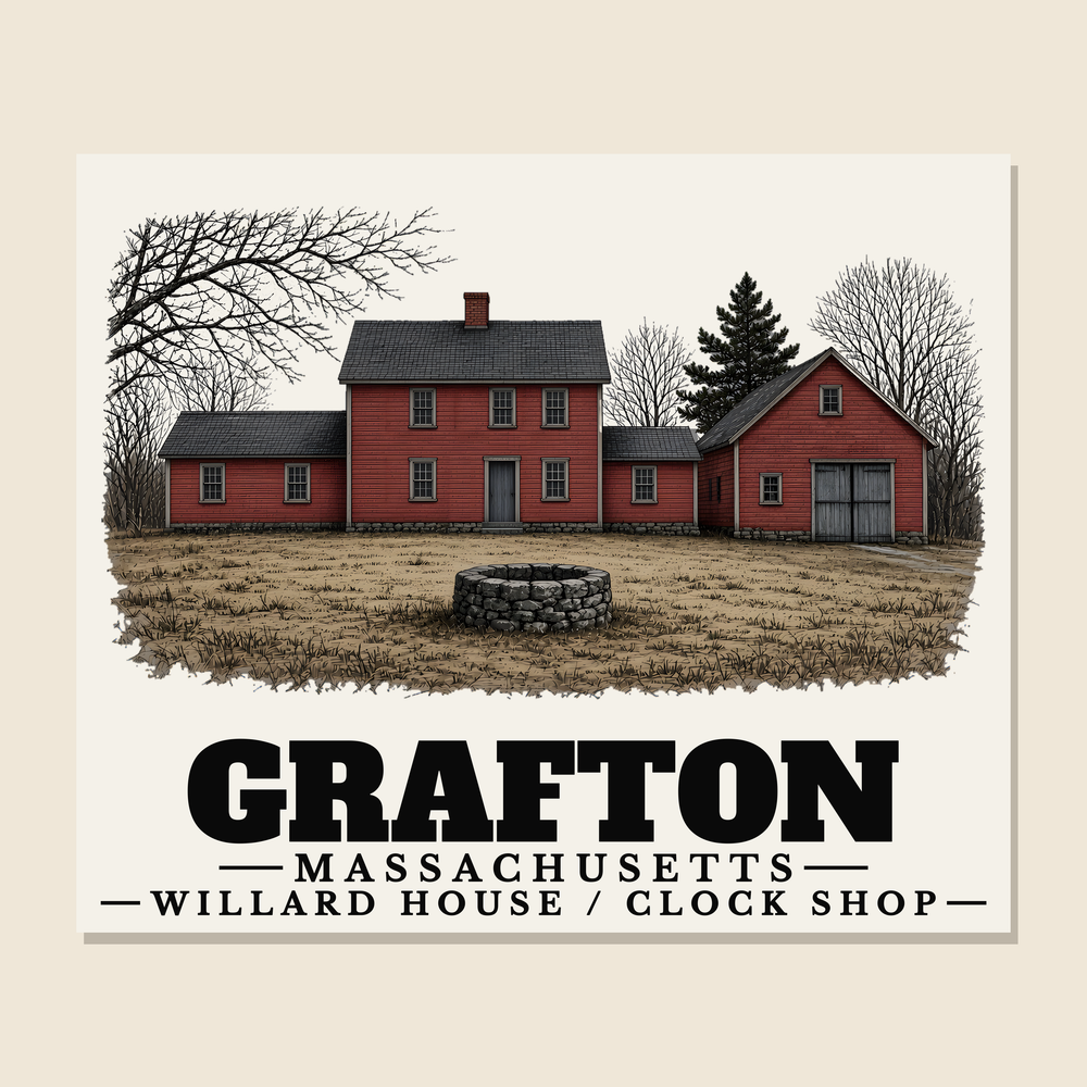 Willard House / Clock Shop — Grafton, Massachusetts woven blanket design with town lettering