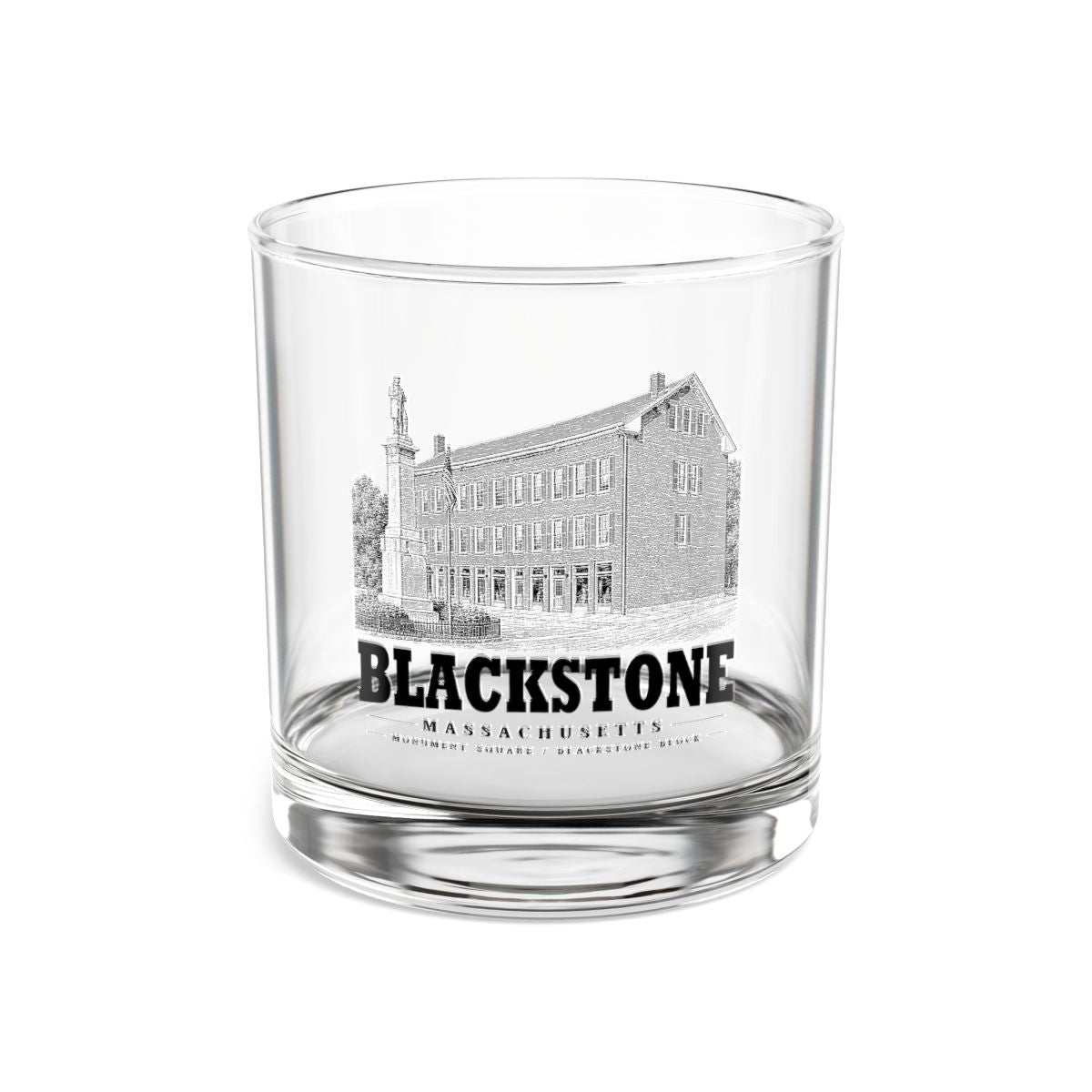 Blackstone Monument Square / Blackstone Block 10 oz Rocks Glass in Clear — front view