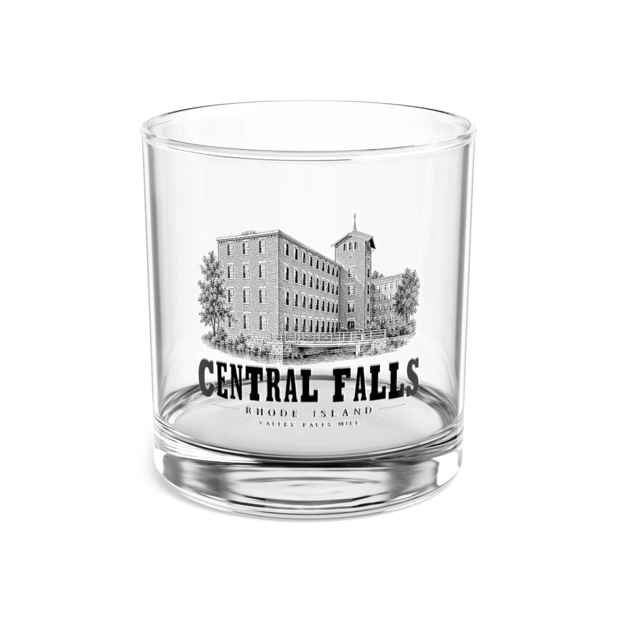 Central Falls Valley Falls Mill 10 oz Rocks Glass in Clear — front view