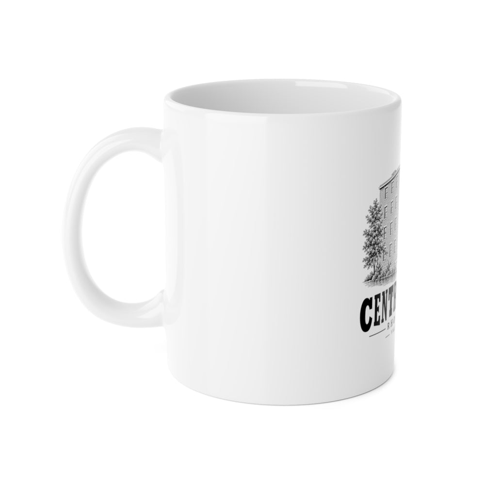 Central Falls Valley Falls Mill 11 oz Ceramic Mug in White — left view