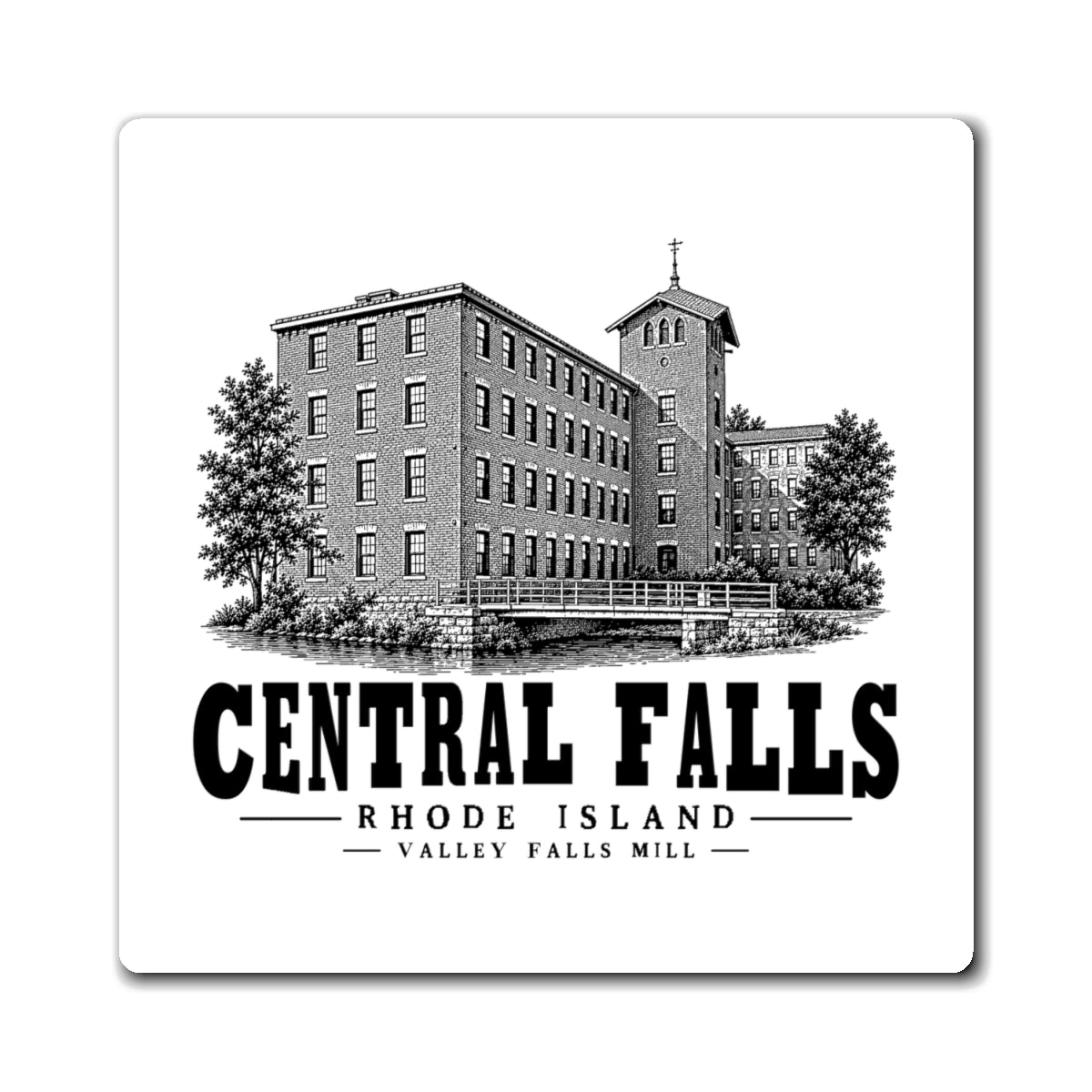 Central Falls Valley Falls Mill 4 in Magnet in White — front view