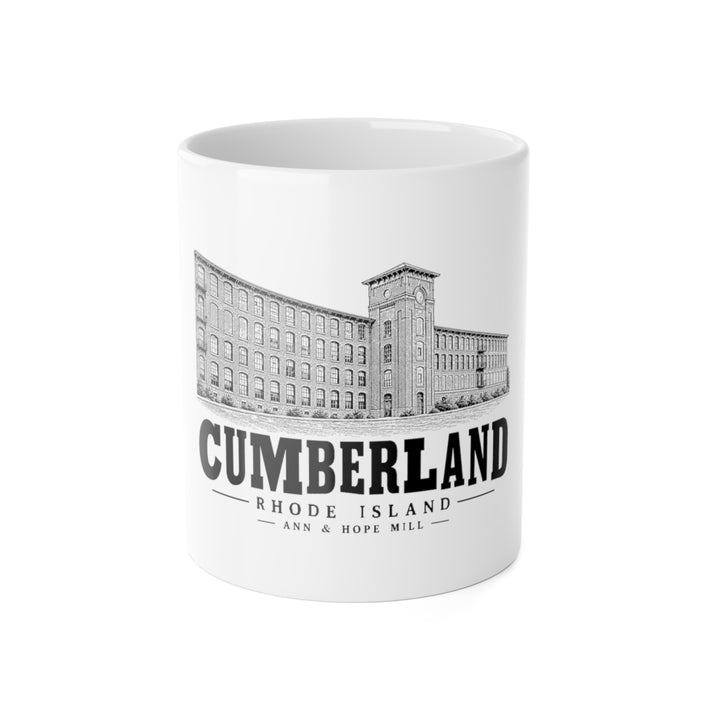 Cumberland Ann & Hope Mill 11 oz Ceramic Mug in White — front view