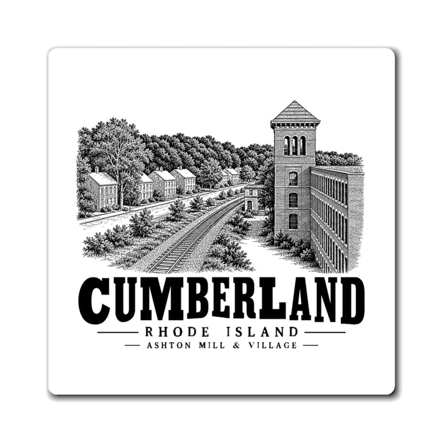 Cumberland Ashton Mill & Village 4 in Magnet in White — front view