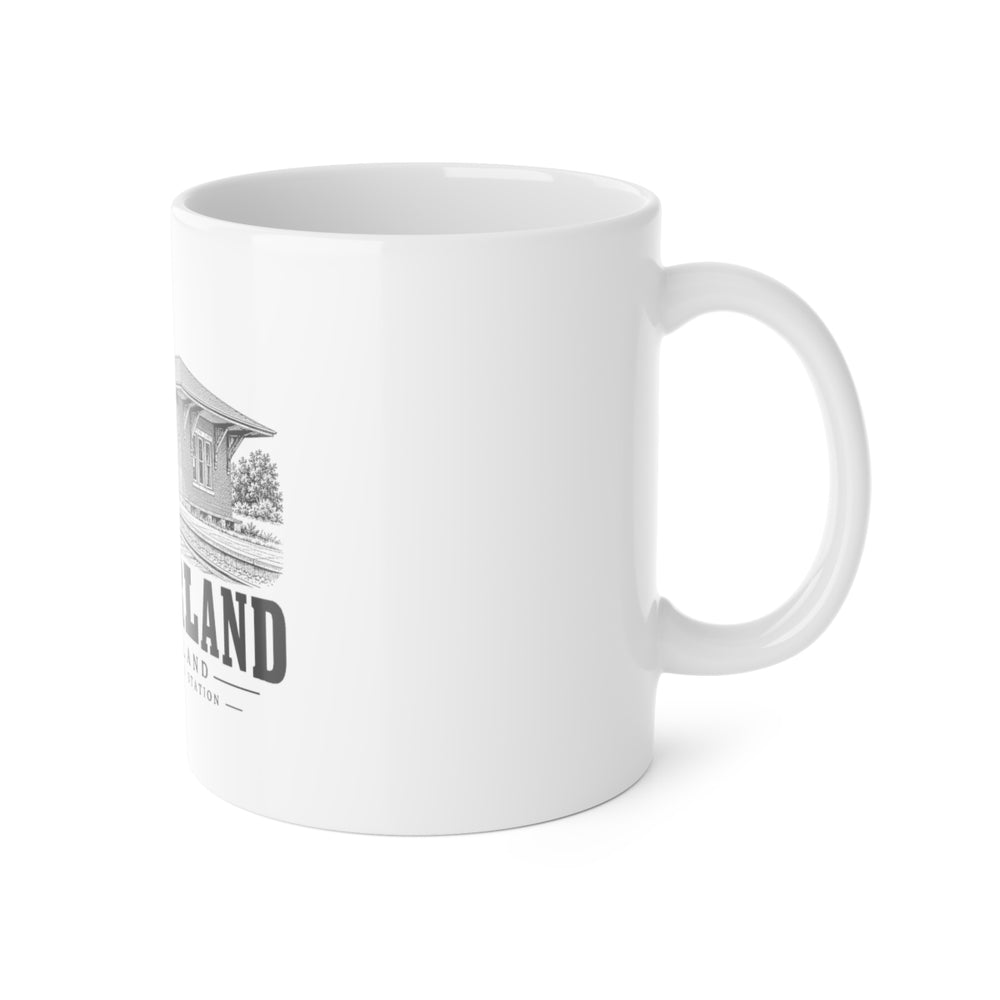 Cumberland Berkeley Railroad Station 11 oz Ceramic Mug in White — right view