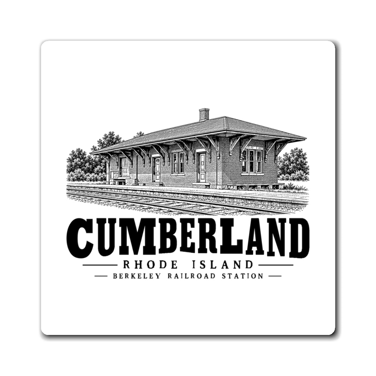 Cumberland Berkeley Railroad Station 4 in Magnet in White — front view