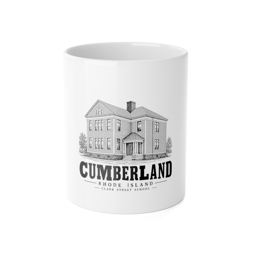 Cumberland Clark Street School 11 oz Ceramic Mug in White — front view