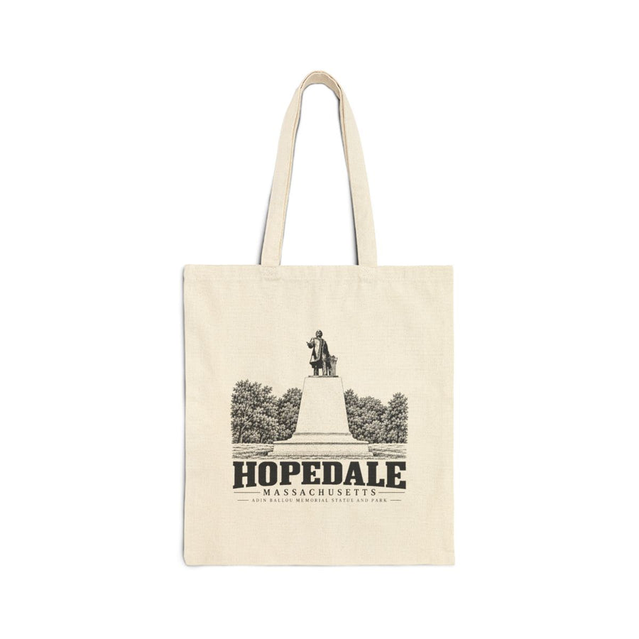 Hopedale Adin Ballou Memorial Statue and Park on Natural Liberty Bags OAD113 heavy canvas tote, front view