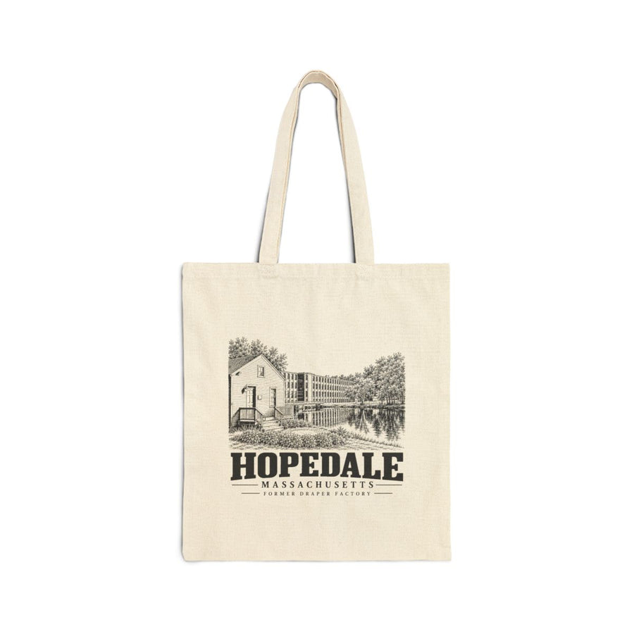 Hopedale Former Draper Factory on Natural Liberty Bags OAD113 heavy canvas tote, front view