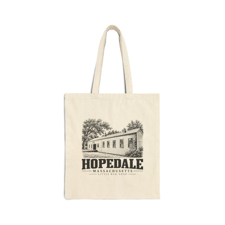 Hopedale Little Red Shop on Natural Liberty Bags OAD113 heavy canvas tote, front view