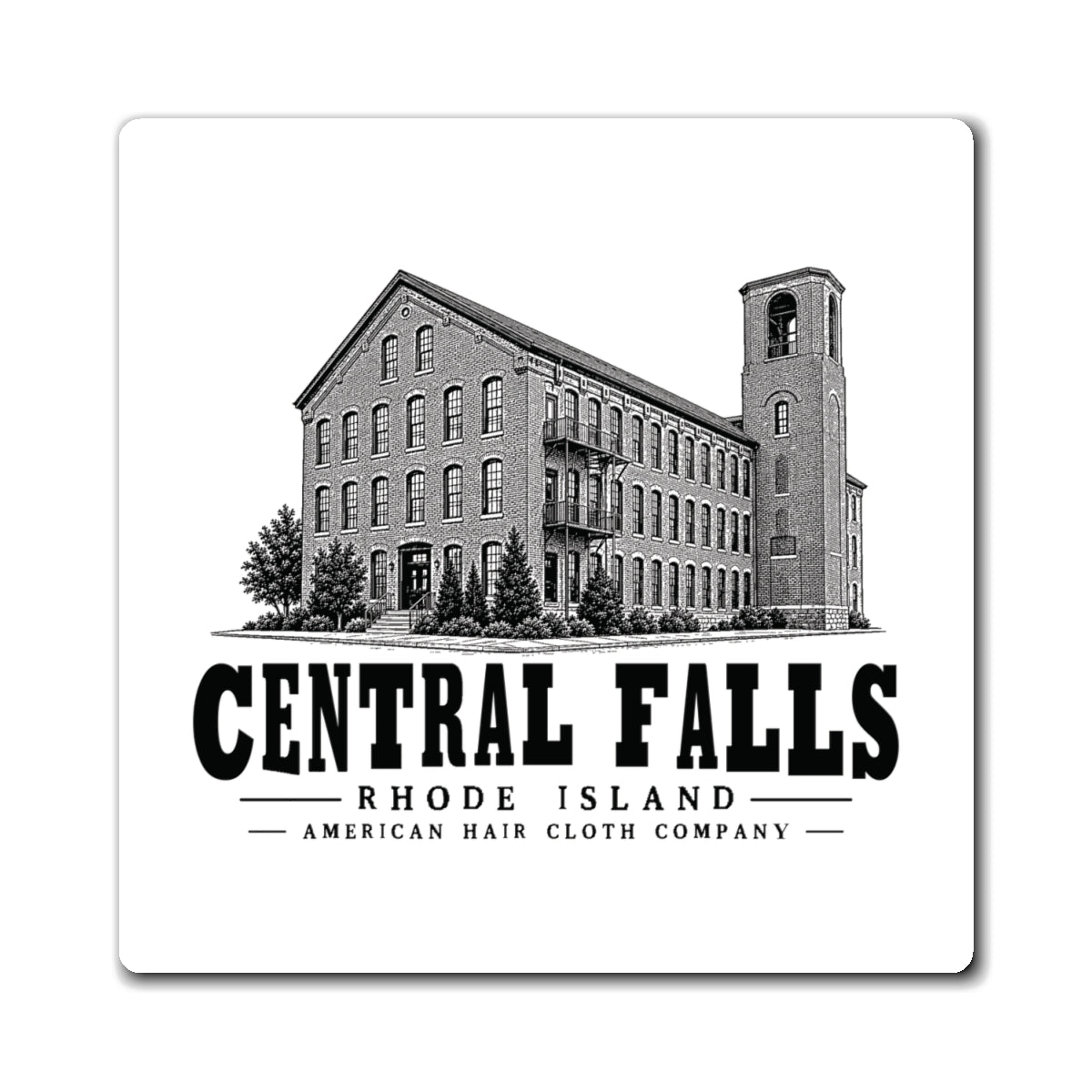 Central Falls American Hair Cloth Company 4 in Magnet in White — front view