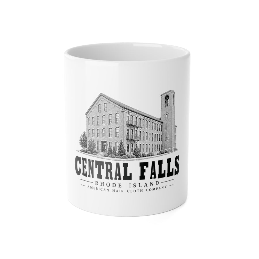 Central Falls American Hair Cloth Company 11 oz Ceramic Mug in White — front view