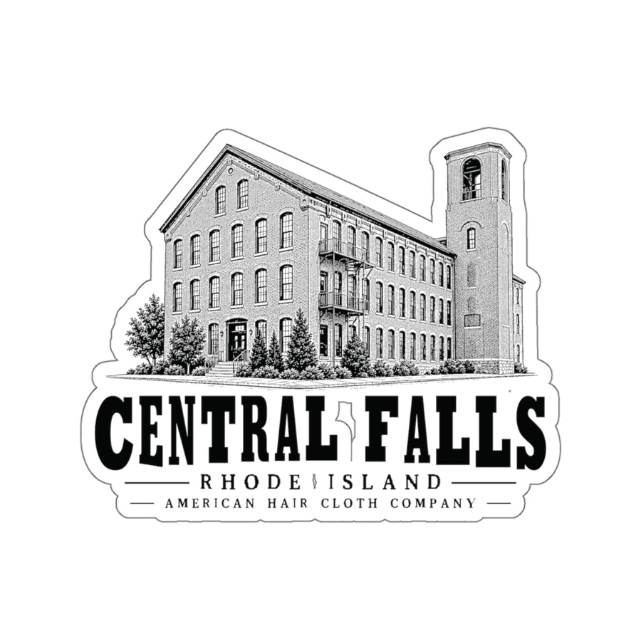 Central Falls American Hair Cloth Company 4 in Die-Cut Sticker in White — front view