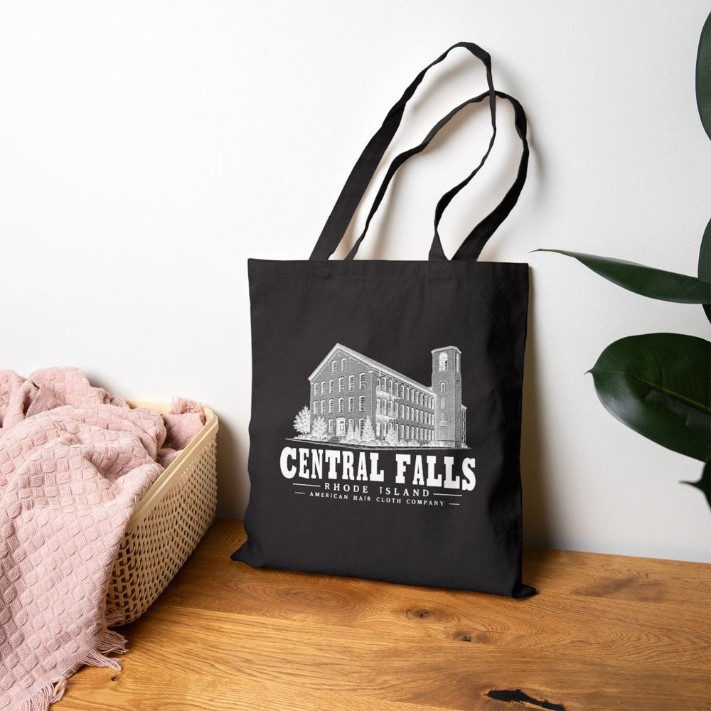 Central Falls American Hair Cloth Company Heavy Canvas Tote in Black — lifestyle front view