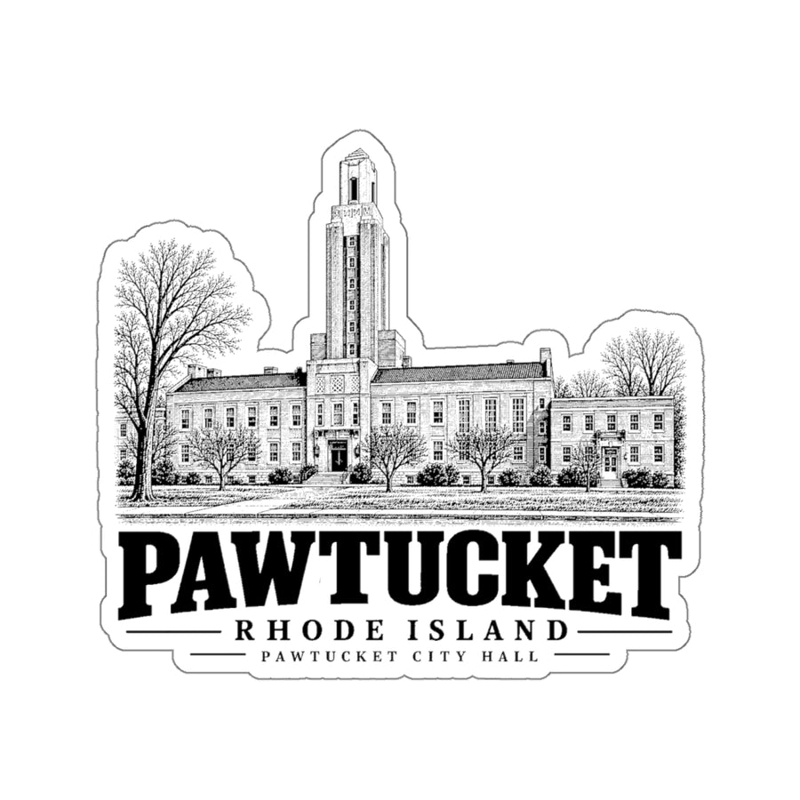Pawtucket City Hall 4 in die-cut sticker, front view