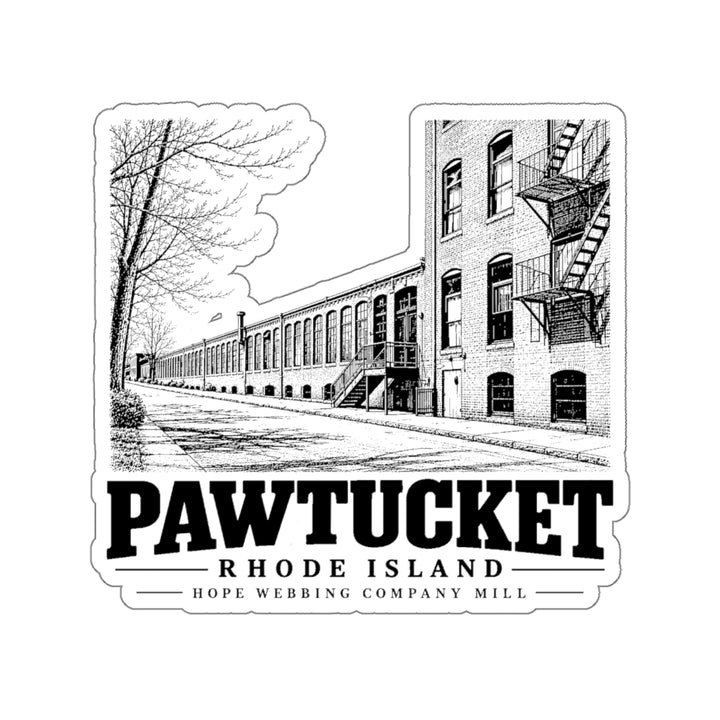 Pawtucket Hope Webbing Company Mill 4 in die-cut sticker, front view