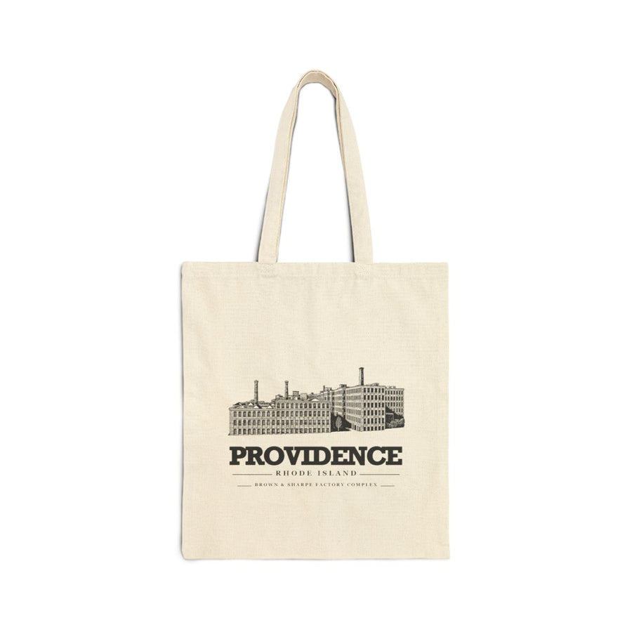 Providence Brown and Sharpe Factory Complex on Natural Liberty Bags OAD113 heavy canvas tote, front view