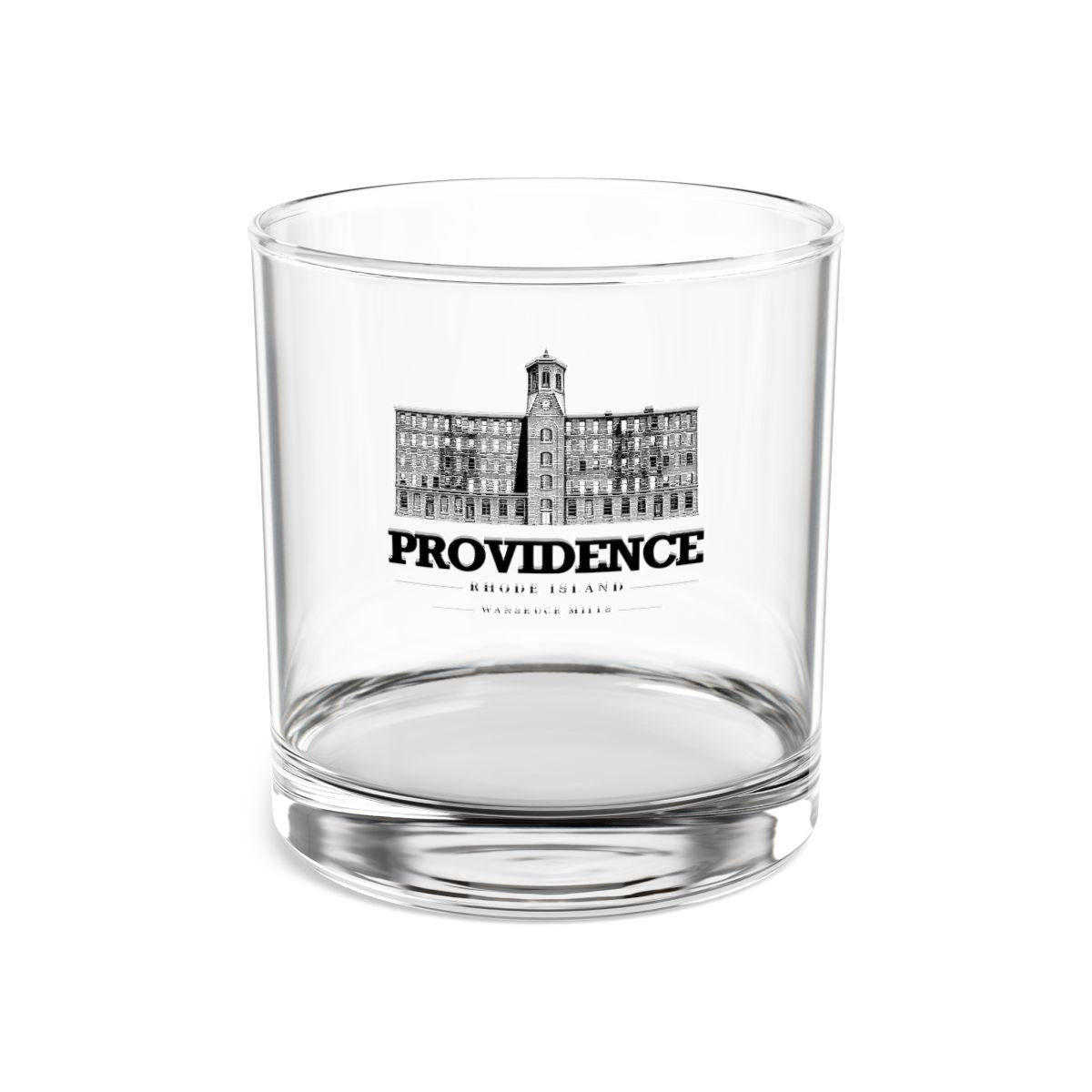 Providence Wanskuck Mills on clear 10 oz rocks glass, front view