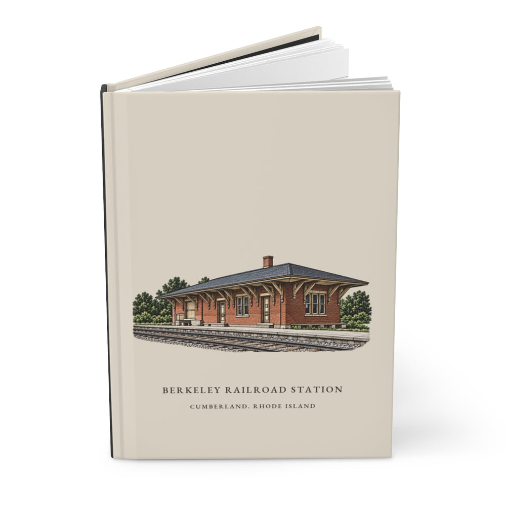 Cumberland Berkeley Railroad Station journal mockup showing the illustrated cover