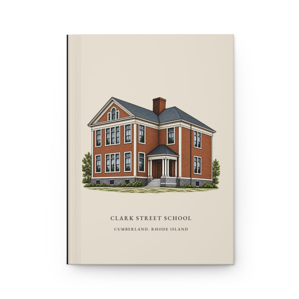 Cumberland Clark Street School journal mockup showing the illustrated cover
