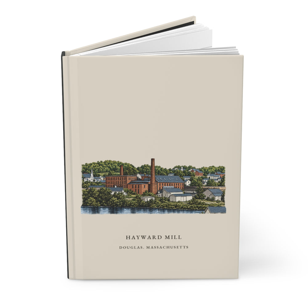 Douglas Hayward Mill journal mockup showing the illustrated cover