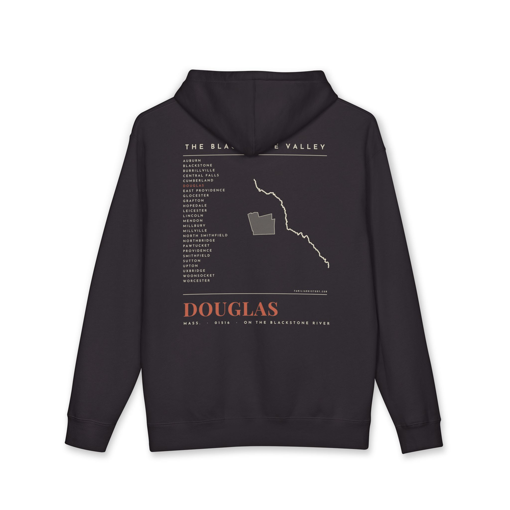 Douglas River Map Hoodie in Black, back