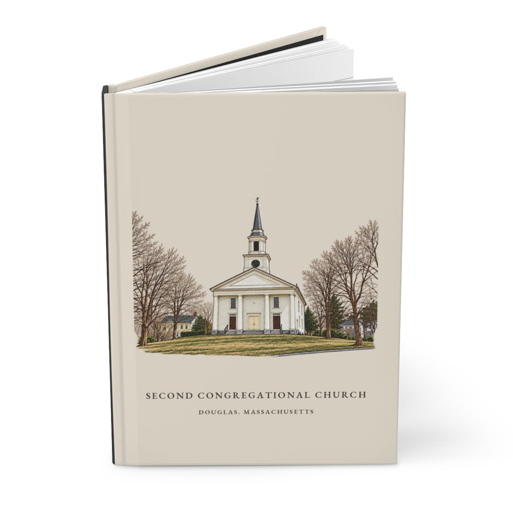 Douglas Second Congregational Church journal mockup showing the illustrated cover