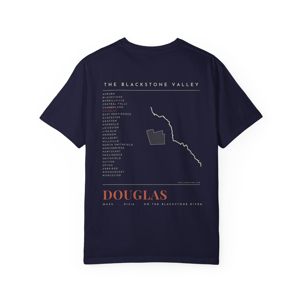 Douglas River Map Tee in True Navy, back