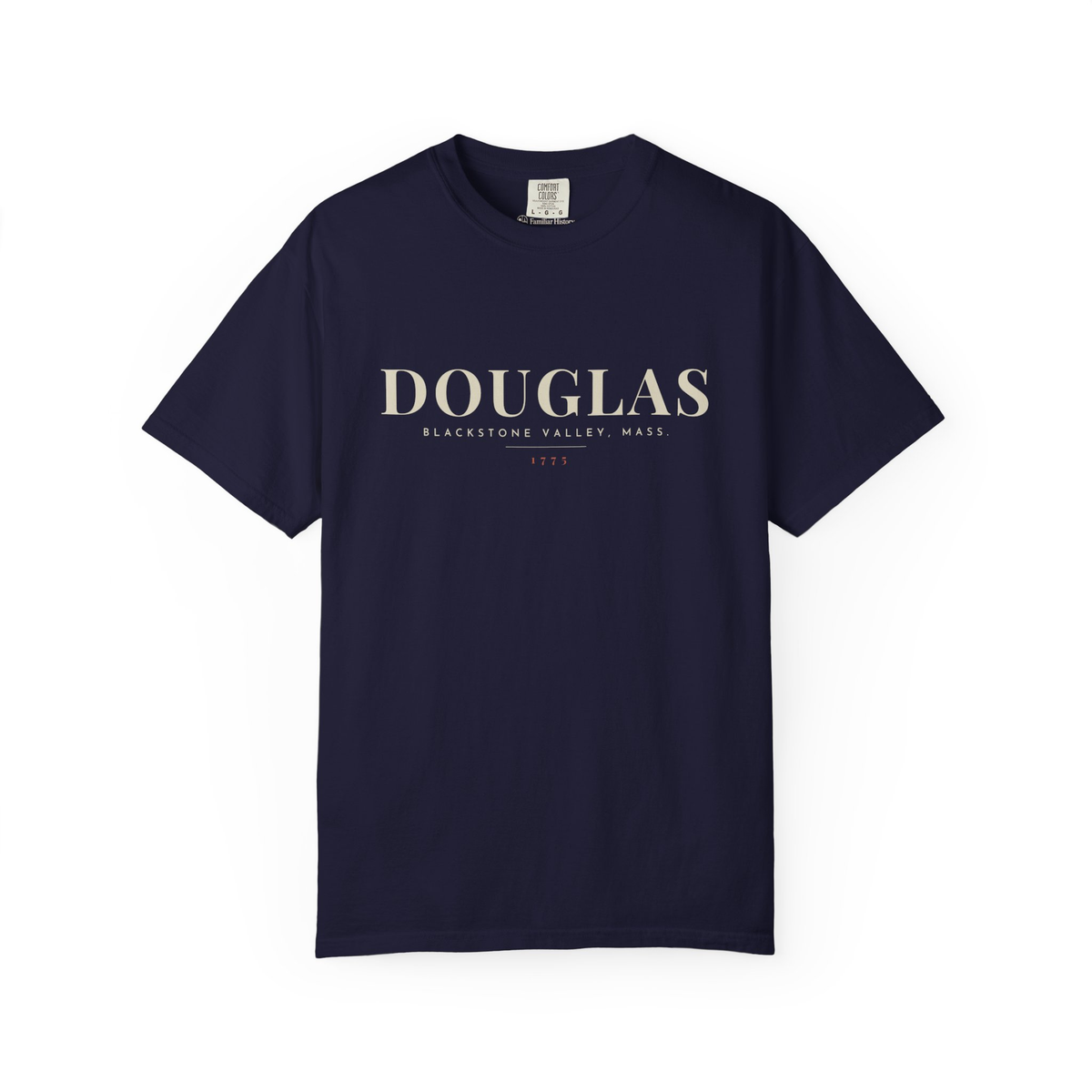 Douglas River Map Tee in True Navy, front