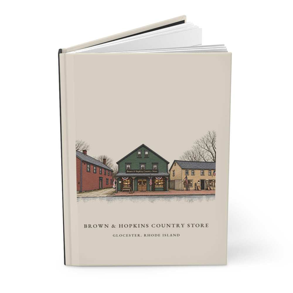 Glocester Brown & Hopkins Country Store, Chepachet journal mockup showing the illustrated cover