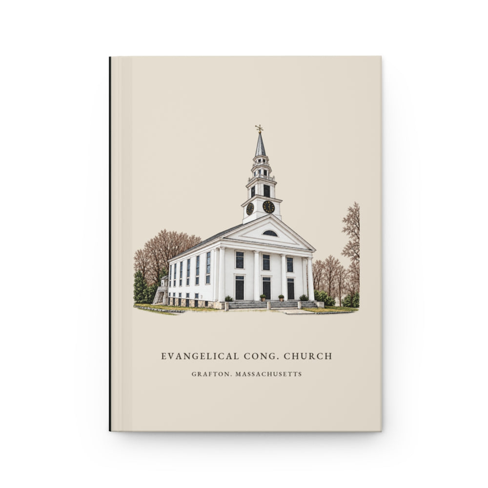 Grafton Evangelical Congregational Church journal mockup showing the illustrated cover