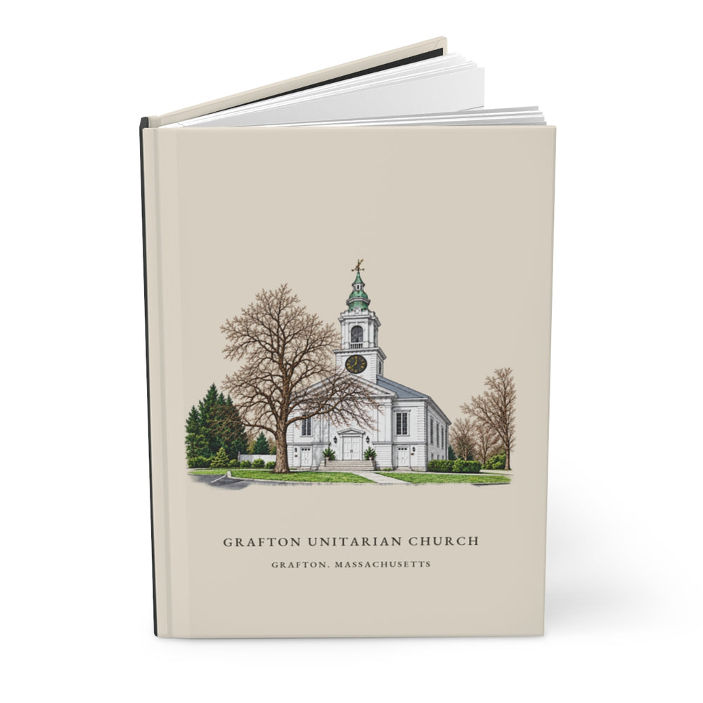 Grafton Unitarian Church at Grafton Common journal mockup showing the illustrated cover
