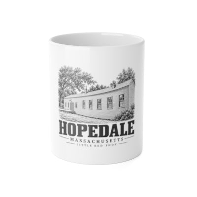 Hopedale Little Red Shop 11 oz Ceramic Mug front mockup