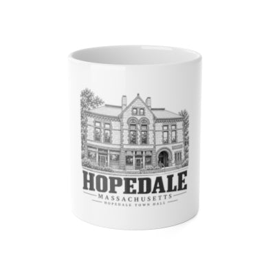 Hopedale Town Hall 11 oz Ceramic Mug front mockup