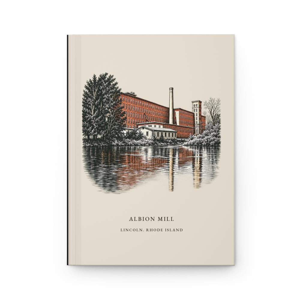 Lincoln Albion Mill journal mockup showing the illustrated cover