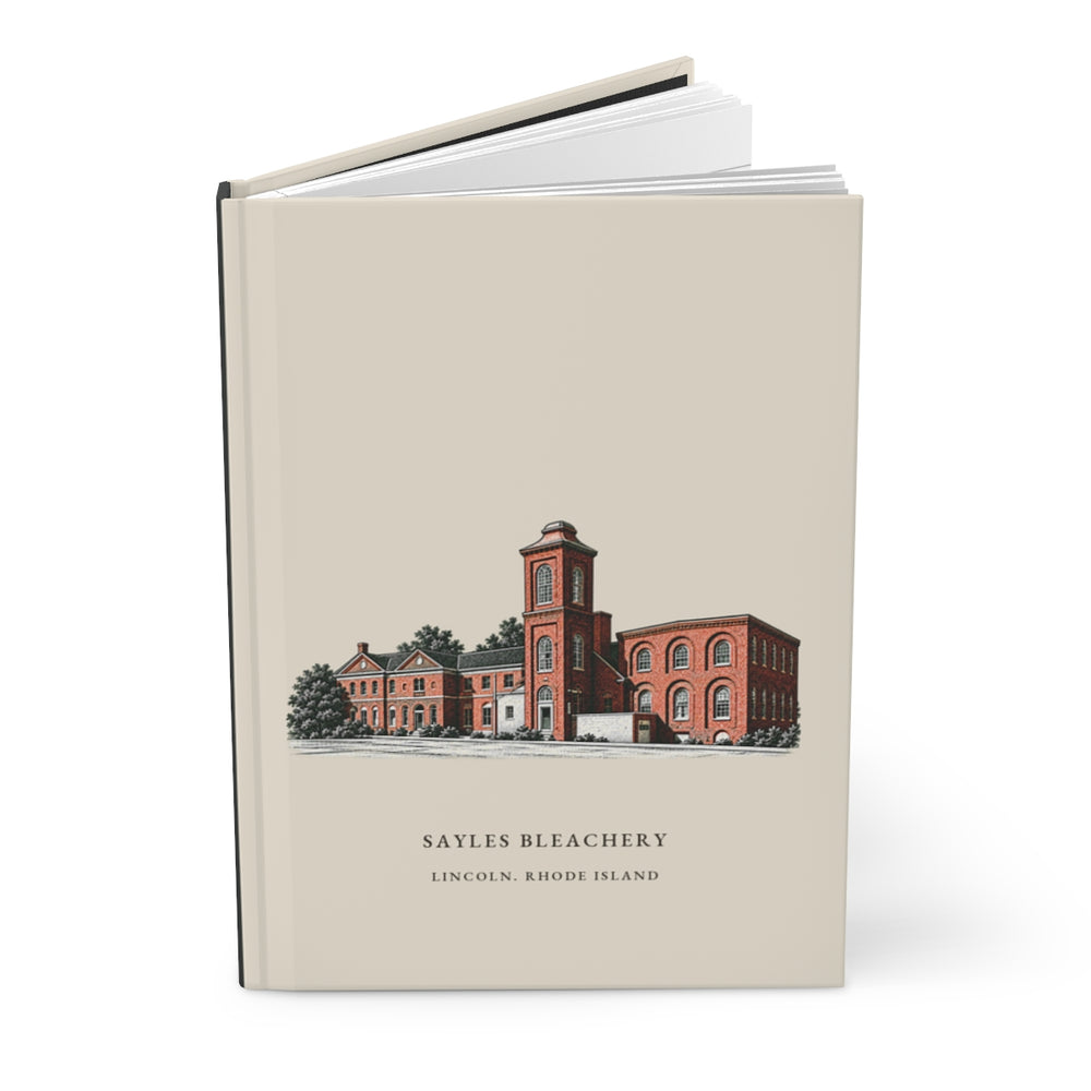 Lincoln Sayles Bleachery journal mockup showing the illustrated cover