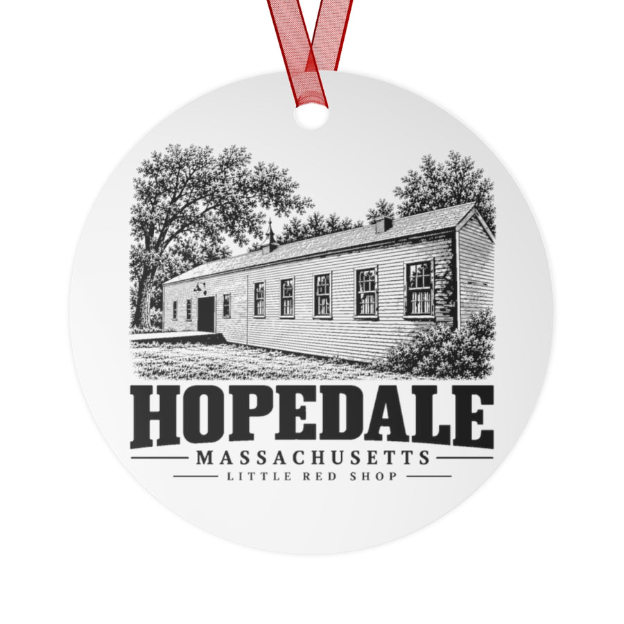 Little Red Shop Flat Metal Ornament | Hopedale, MA — other view 1