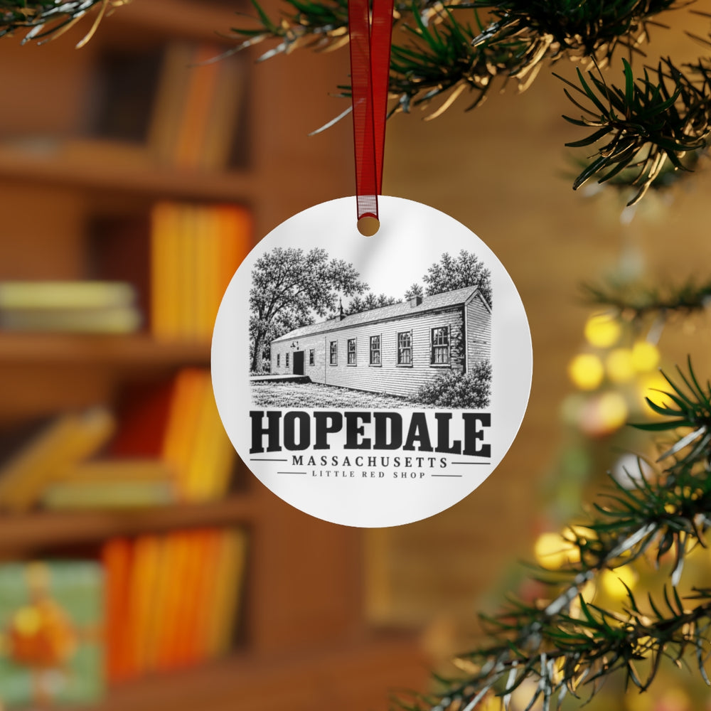 Little Red Shop Flat Metal Ornament | Hopedale, MA — other view 4