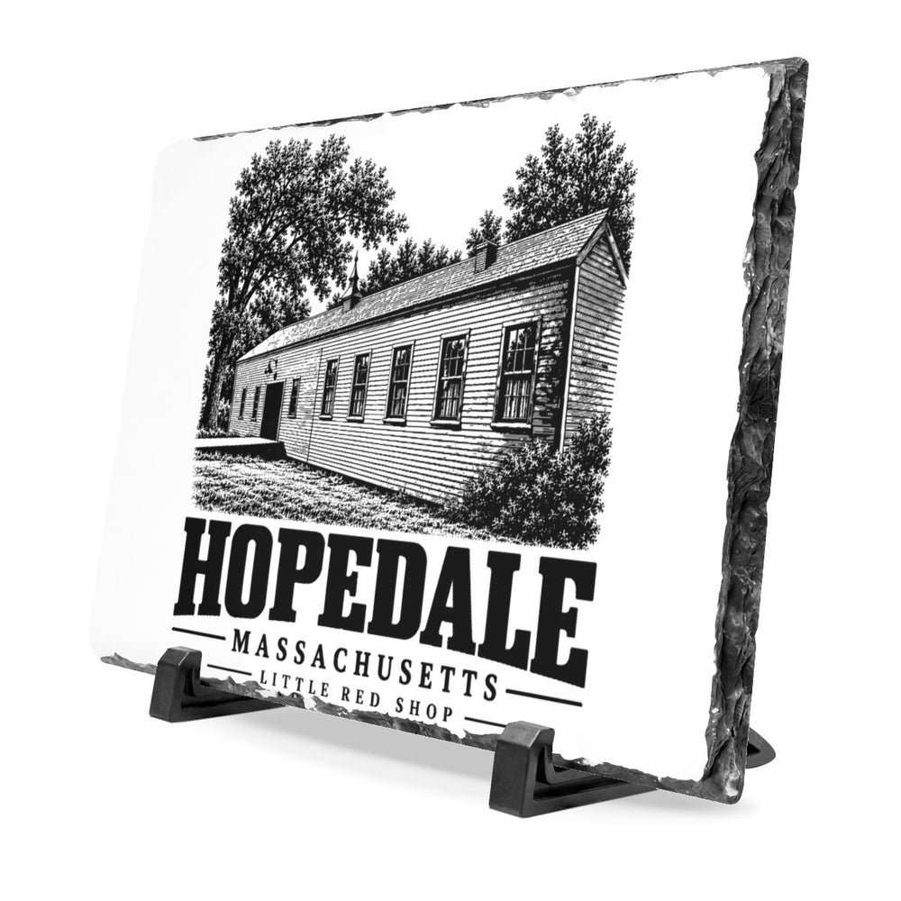 Little Red Shop Slate Desk Plaque | Hopedale, MA — front view 2