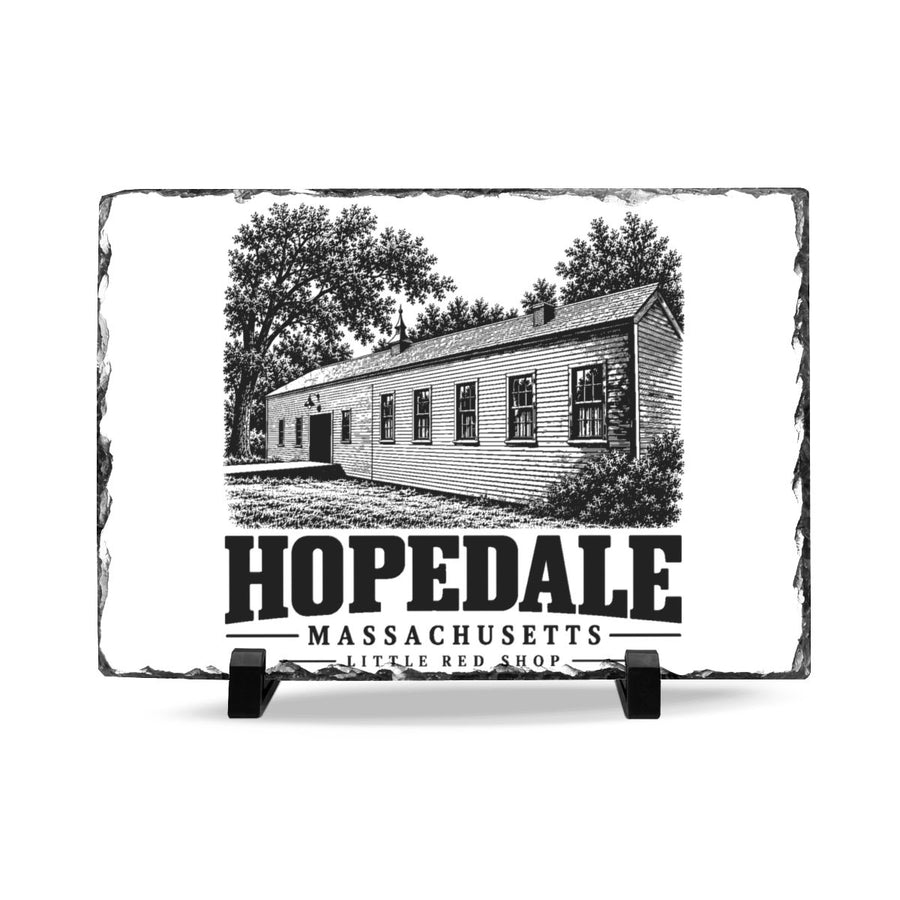 Little Red Shop Slate Desk Plaque | Hopedale, MA — front view 1