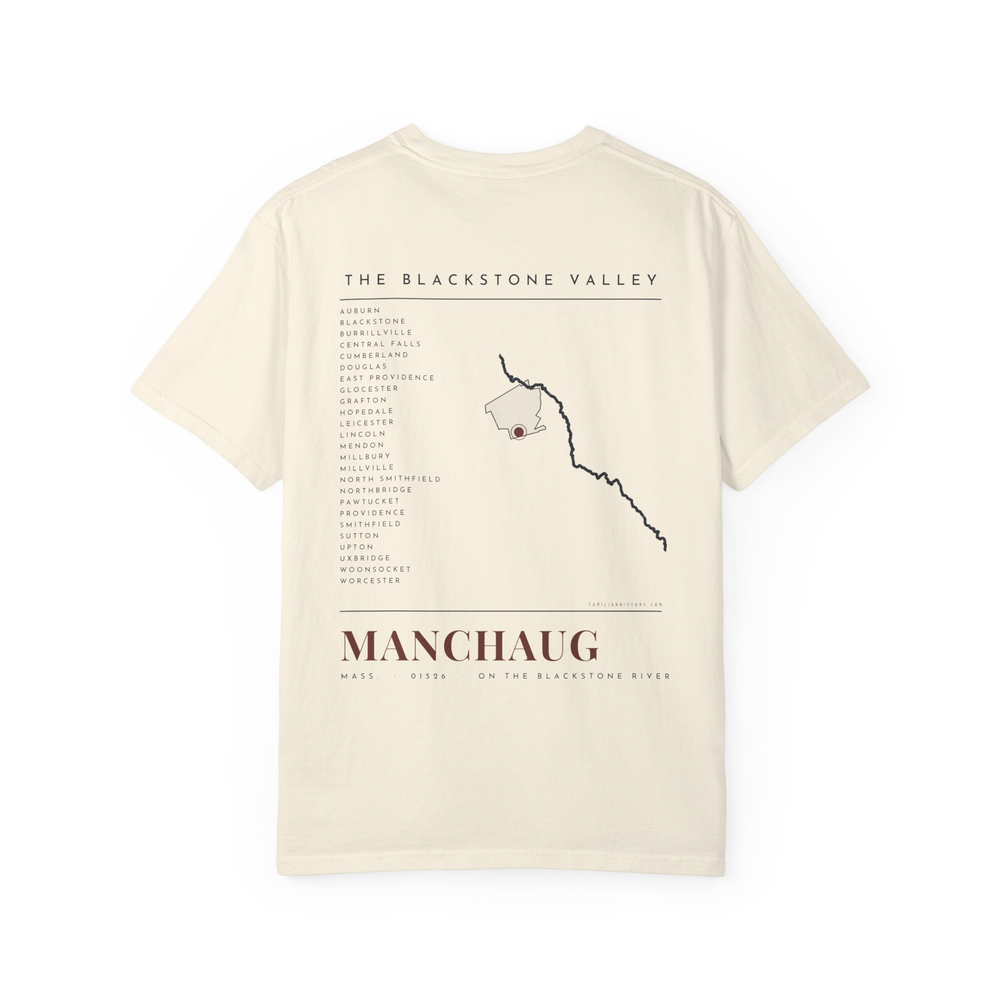 Manchaug River Map Tee in Ivory, back