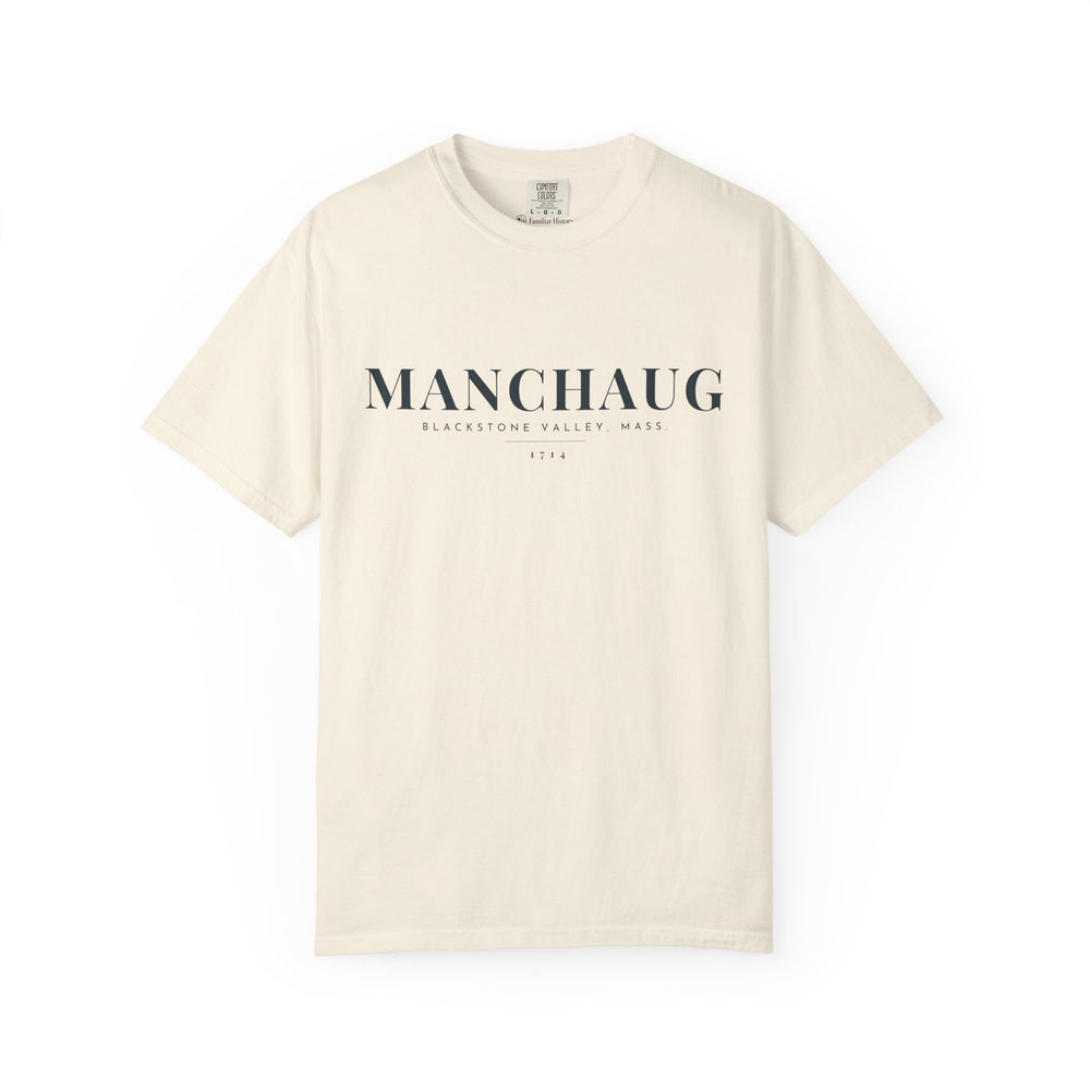 Manchaug River Map Tee in Ivory, front