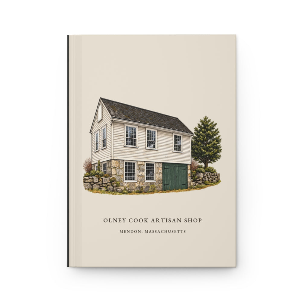 Mendon Olney Cook Artisan Shop journal mockup showing the illustrated cover