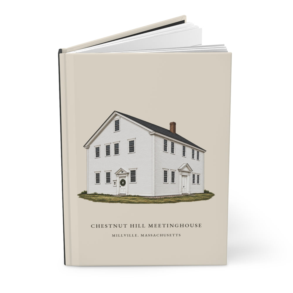 Millville Chestnut Hill Meetinghouse journal mockup showing the illustrated cover