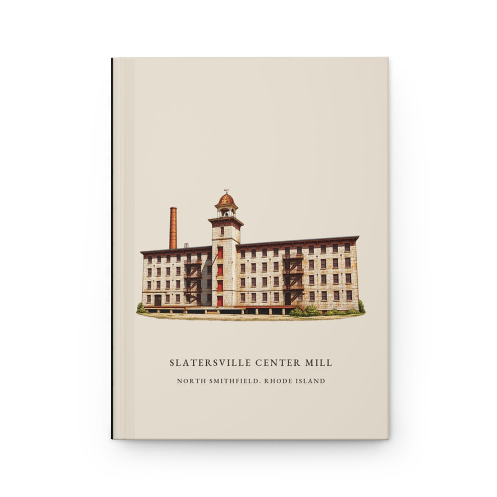 North Smithfield Slatersville Center Mill journal mockup showing the illustrated cover