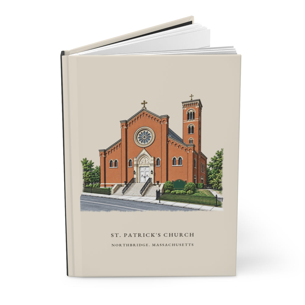 Northbridge St. Patrick's Church journal mockup showing the illustrated cover