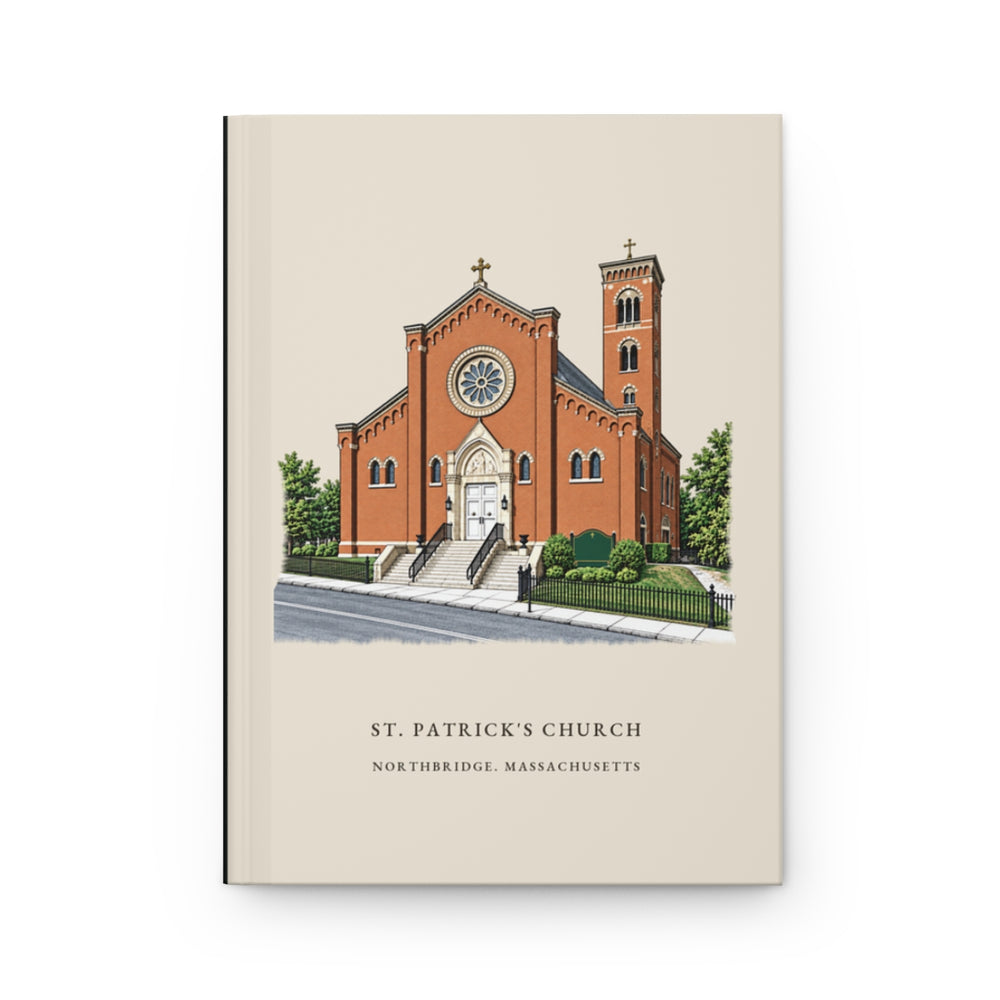 Northbridge St. Patrick's Church journal mockup showing the illustrated cover
