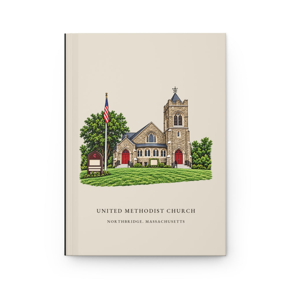 Northbridge United Methodist Church journal mockup showing the illustrated cover