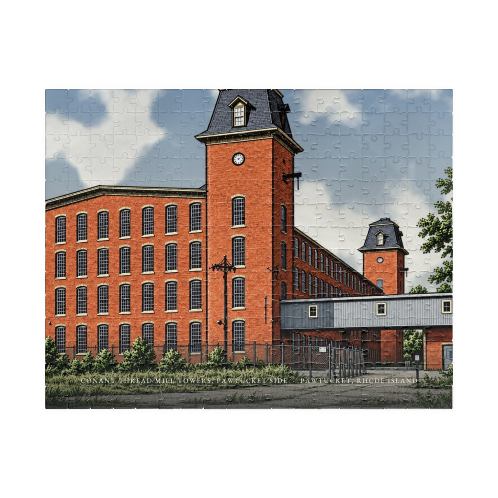 Pawtucket Conant Thread Mill Towers, Pawtucket Side 252-Piece Jigsaw Puzzle - assembled