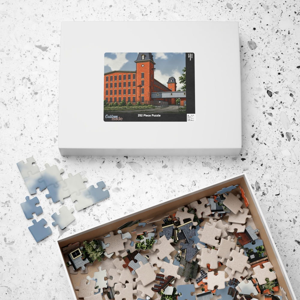 Pawtucket Conant Thread Mill Towers, Pawtucket Side 252-Piece Jigsaw Puzzle - box lid
